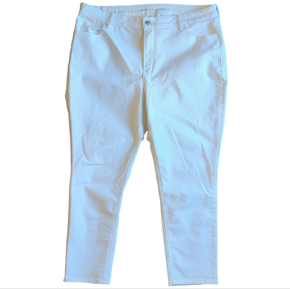 Old Navy high-rise super skinny white jeans pants wow ankle calla lily 451 sz 18